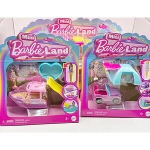 Mini BarbieLand Doll House, Jeep & Tent, AND Boat & Pool